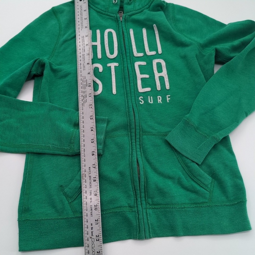 Vintage Y2K Hollister Surf Full‎ Zip Hoodie Green Spellout Embroidery Womens S - Picture 3 of 8